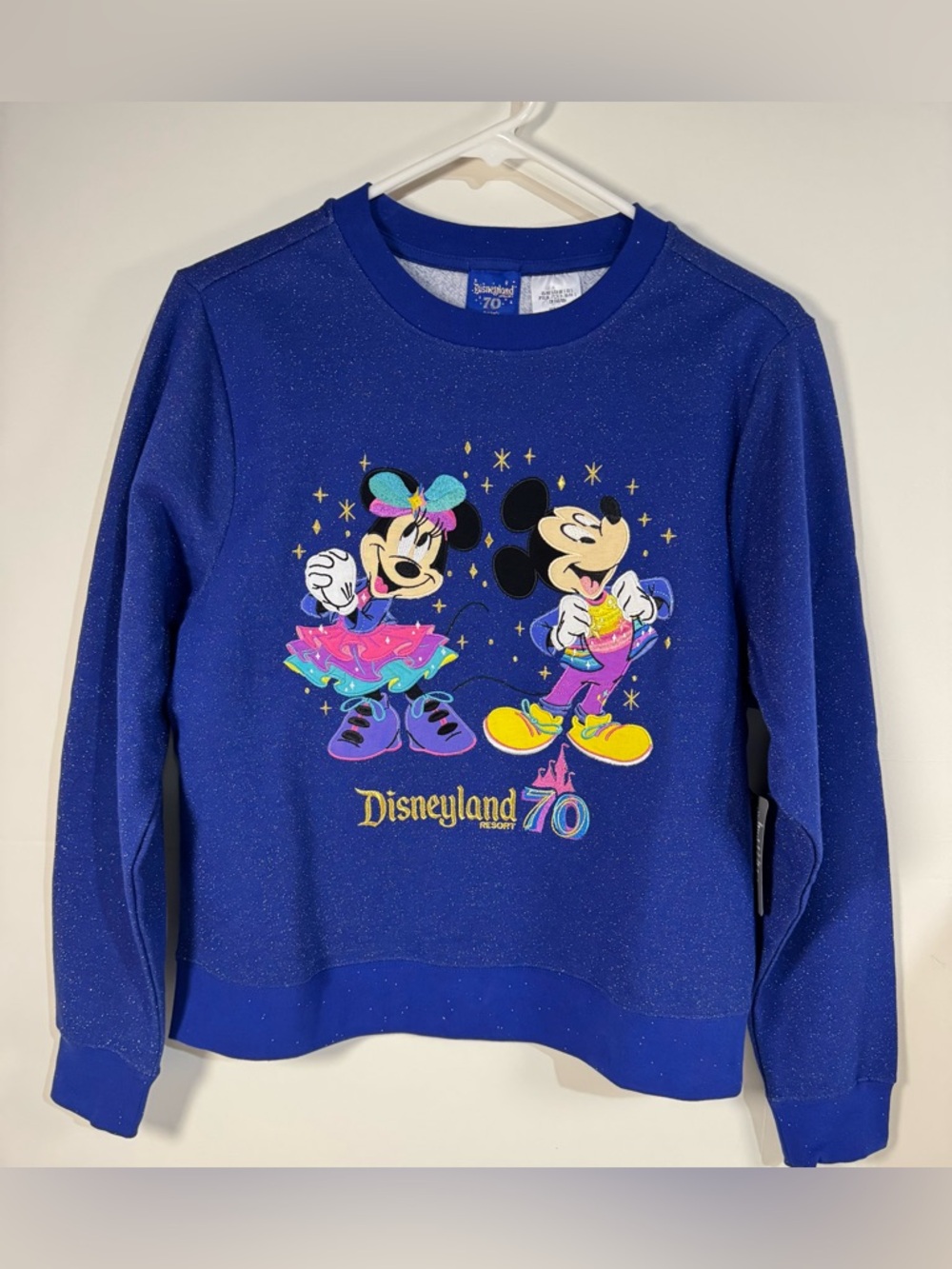 Disney Blue Glitter Minnie & Mickey Graphic Sweatshirt